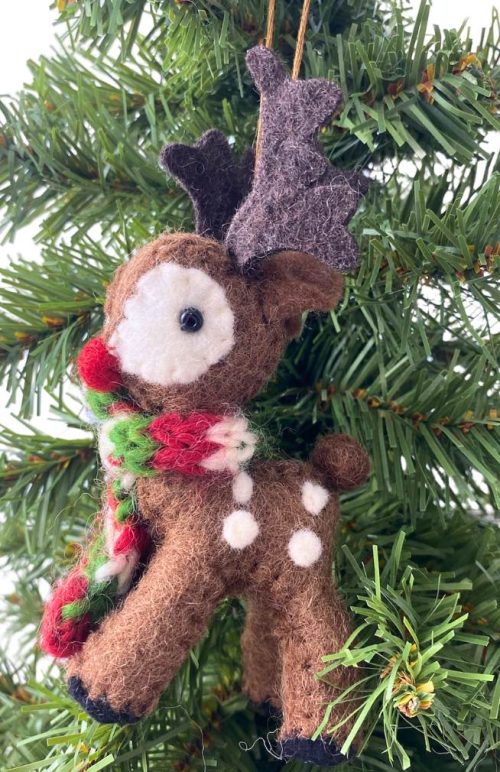 felt reindeer ornament fair trade Nepal