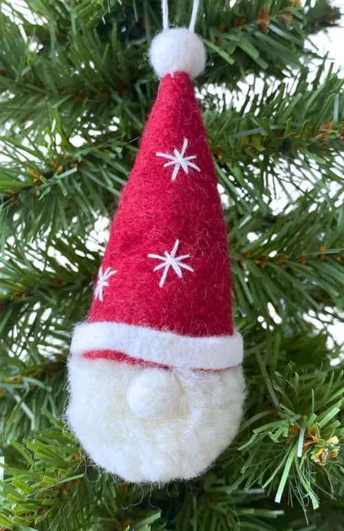 felt santa head ornament fair trade Nepal
