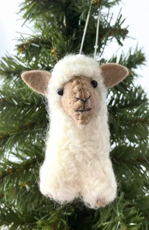 felt sheep ornament fair trade Nepal