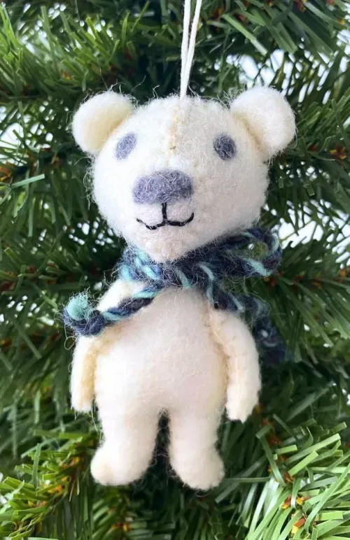 felt bear ornament fair trade Nepal