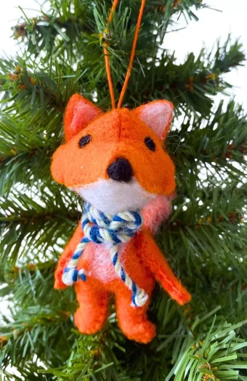 felt fox ornament fair trade Nepal