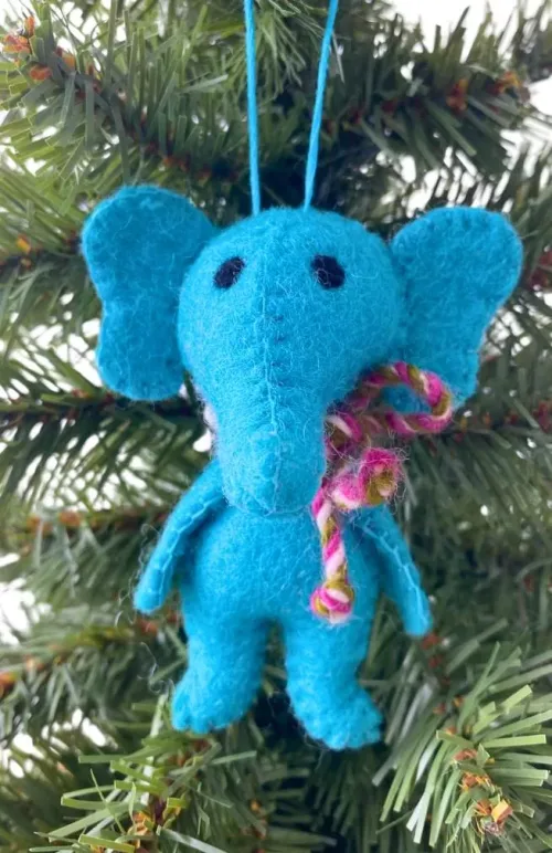 felt elephant ornament fair trade Nepal