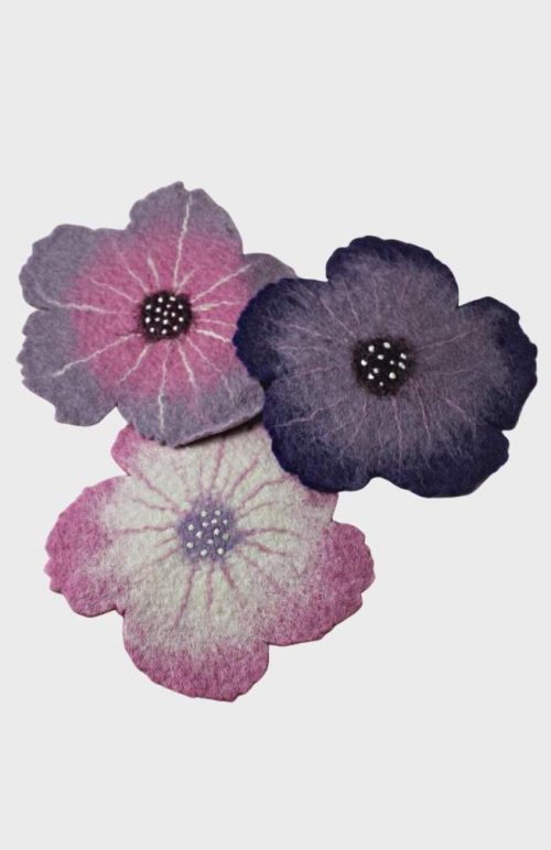 wool felt hibiscus trivet fair trade nepal