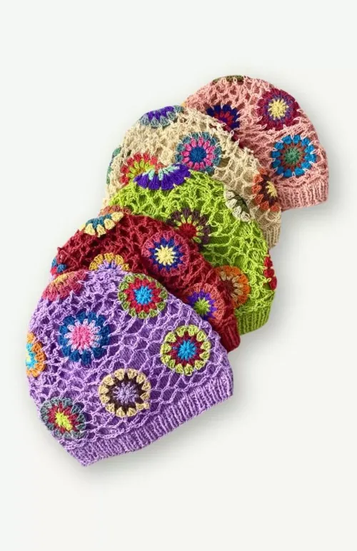 Cotton crochet skull hat, beanie, fair trade Nepal