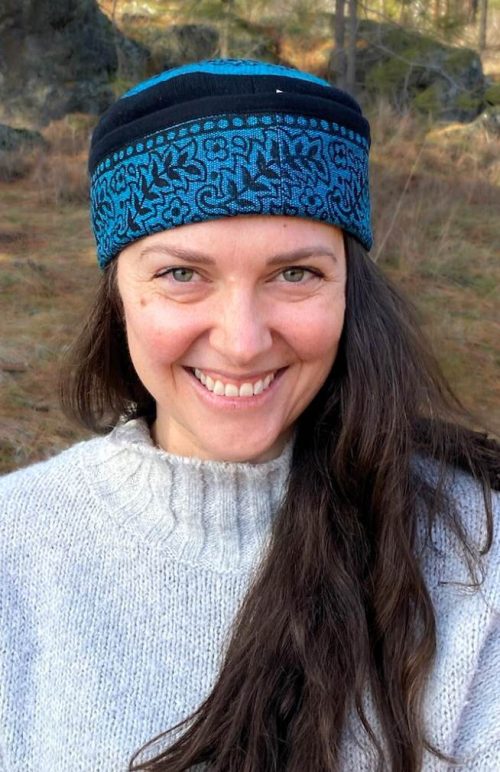 Cotton blockprint skull hat, fair trade Nepal