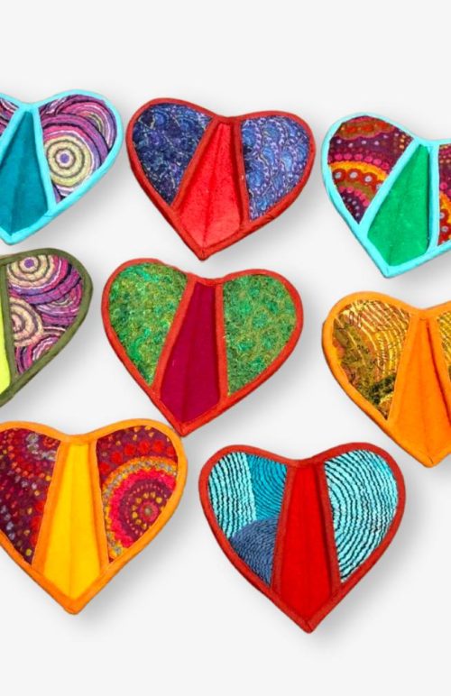 Felt infused heart potholder fair trade Nepal
