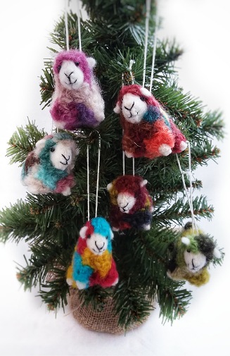 felt ornament sheep fair trade nepal