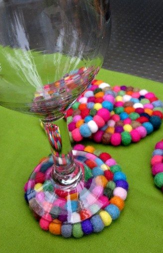 felt ball coaster set of 4 fair trade nepal