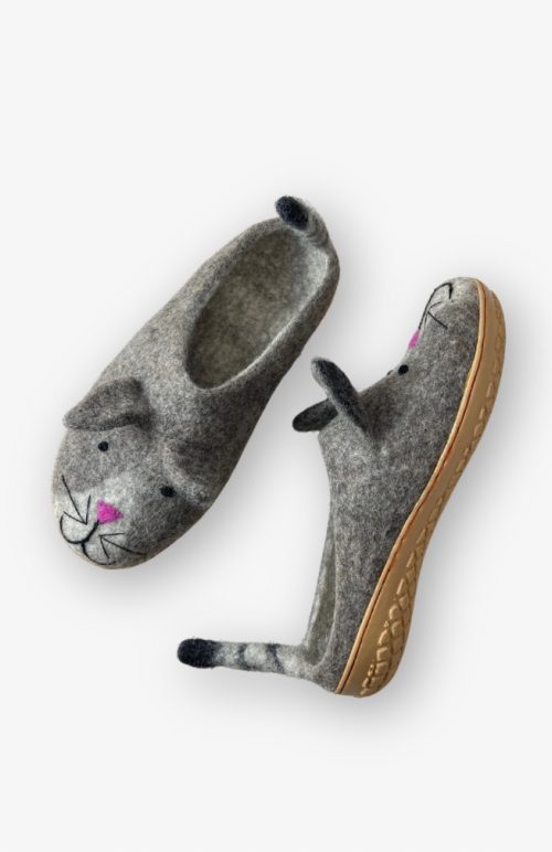 felted wool cat slipper rubber sole fair trade Nepal
