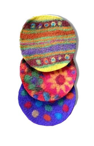 felt trivet round fair trade nepal