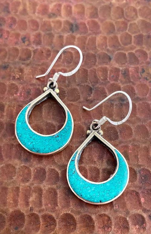 turquoise earrings, fair trade Nepal
