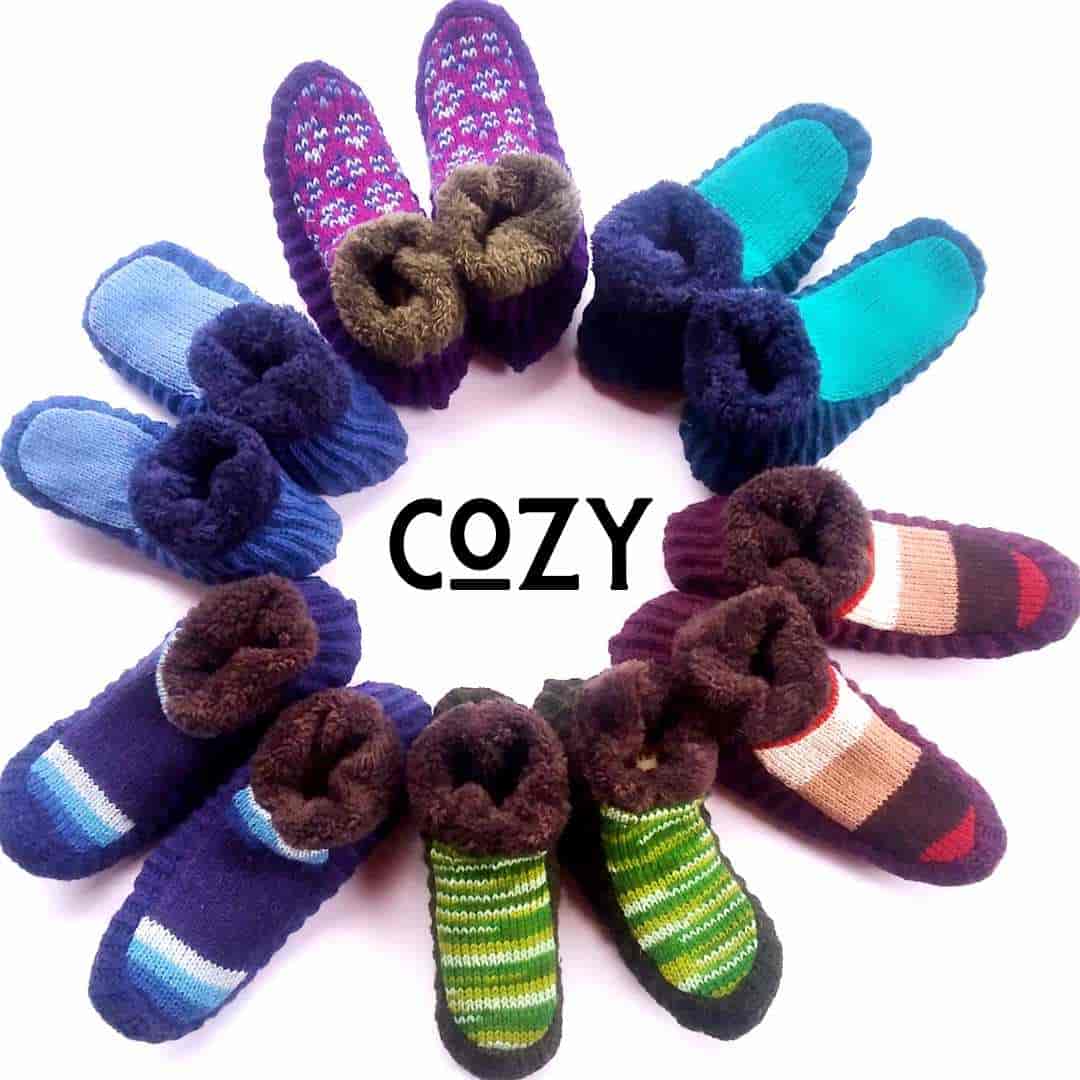 assortment of knit wool bootie slippers