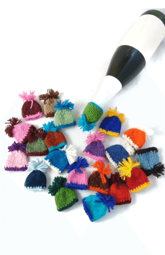 wool knit wine bottle topper fair trade nepal