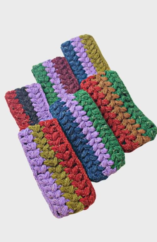 crocheted wool hemp headband fair trade nepal