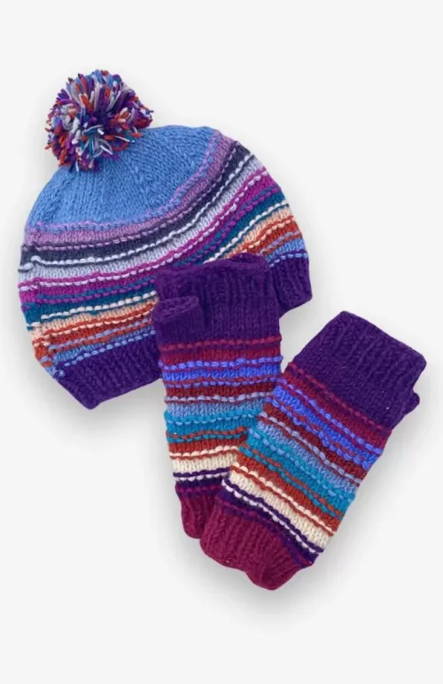 wool knit fingerless glove fair trade Nepal