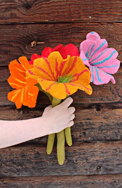 large felt wool flower fair trade nepal