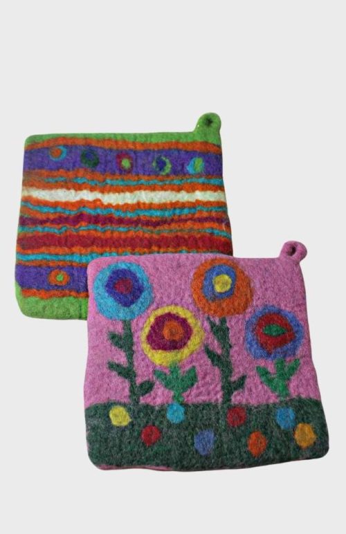 wool felt potholder fair trade nepal