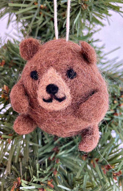 felt bear ornament fair trade nepal