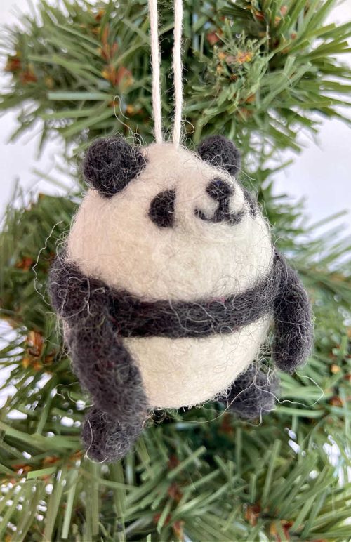 felt panda ornament fair trade nepal
