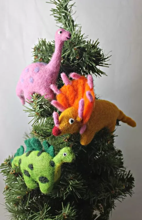 felt dinosaur ornament fair trade nepal