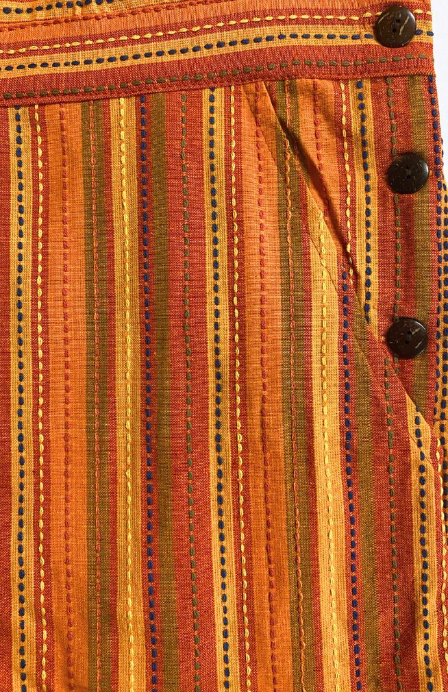 Orange Embroidered Overalls