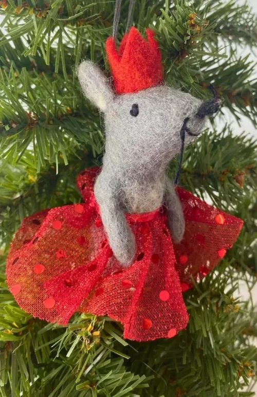 felt mouse ornament with tutu fair trade Nepal