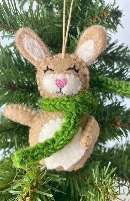 felt bunny ornament fair trade Nepal