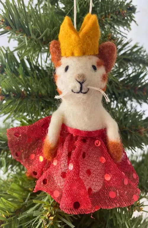 felt cat ornament with tutu fair trade Nepal