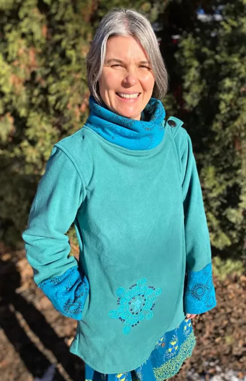 fleece jacket embroidered fair trade nepal