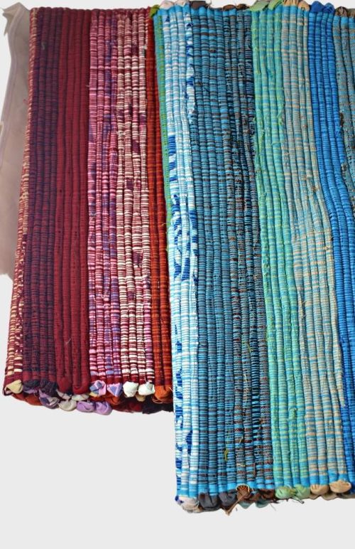 woven cotton rug scraps fair trade nepal