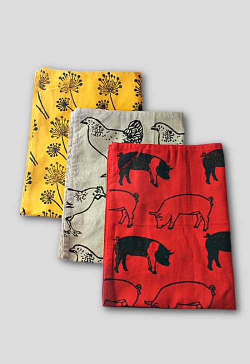 cotton block print dishtowel fair trade nepal