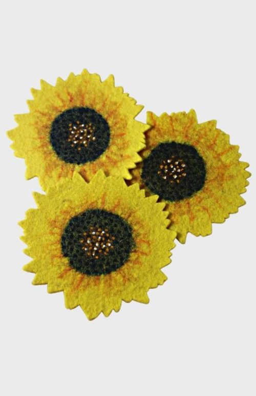 felt sunflower trivet fair trade nepal