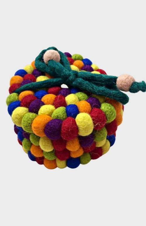 felt ball coaster set of 4 fair trade nepal