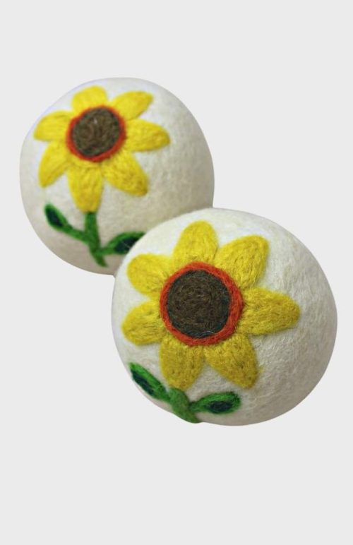needle felt wool dryer ball fair trade nepal sunflower