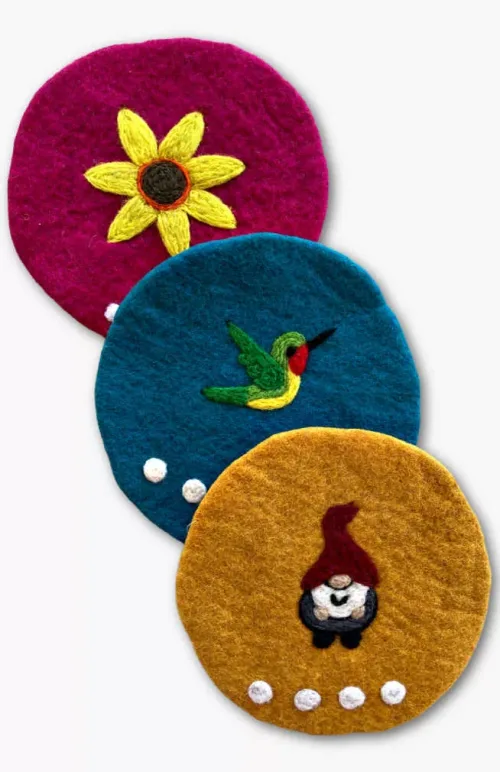 needle felted trivet, fair trade Nepal