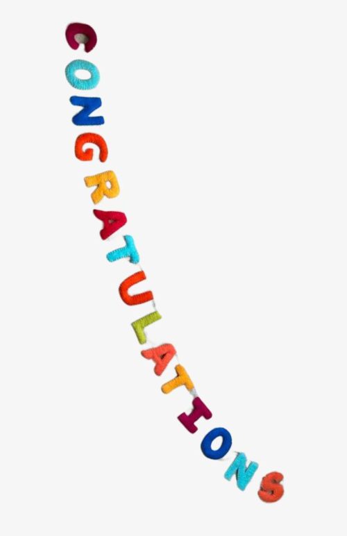 Congratulations banner felt letters fair trade Nepal