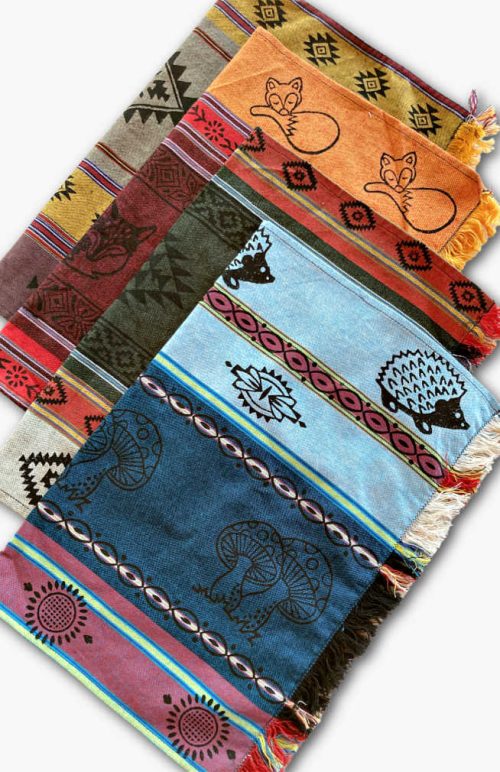 cotton block print dishtowel fair trade nepal