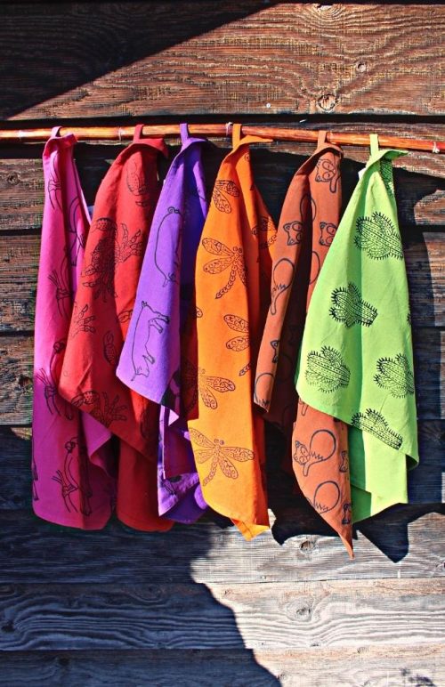 cotton block print dish towel fair trade nepal