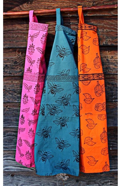 cotton block print apron fair trade nepal