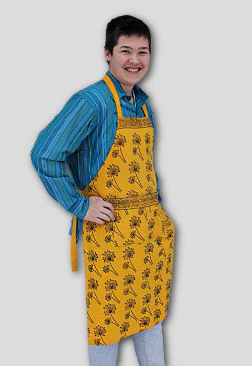 cotton block print apron fair trade nepal