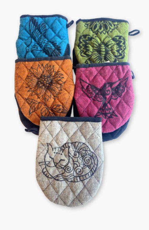 blockprint potholders, fair trade Nepal
