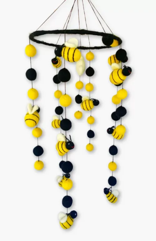 felt mobile, bees, fair trade Nepal