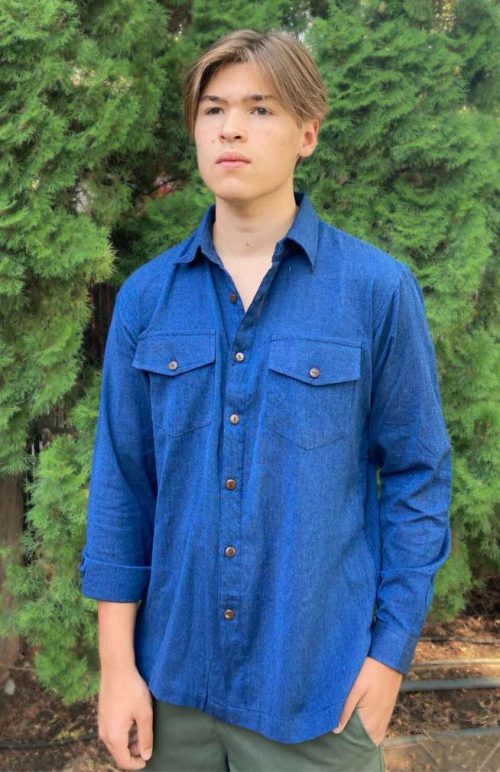 Cotton long sleeve men's shirt fair trade Nepal.