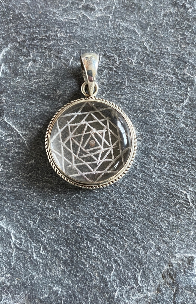 Sterling silver yantra pendant fair trade nepal