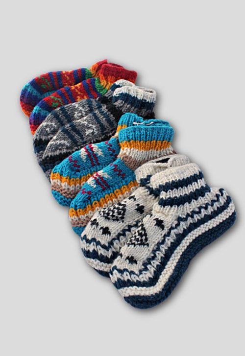 wool knit fleece lined slipper fair trade nepal men's women's