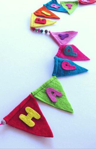 felt happy birthday banner pennant fair trade nepal