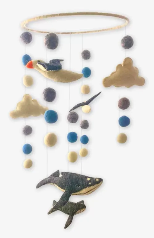 felt whale seagull mobile fair trade Nepal