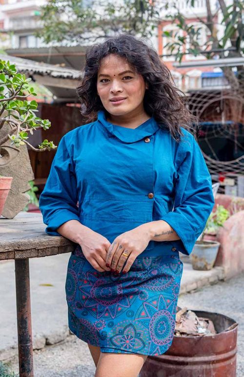 asymmetrical short cotton jacket hand made Nepal fair trade