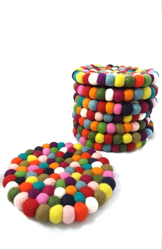 felt ball trivet fair trade nepal