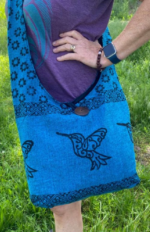Blockprint bucket bag, fair trade Nepal